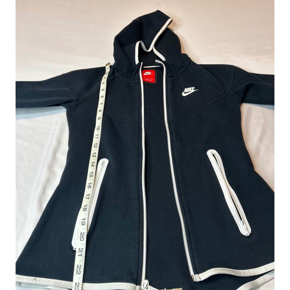 Nike Tech Fleece Full Zip Hoodie Black White Trim Womens Small Jacket 683794-010